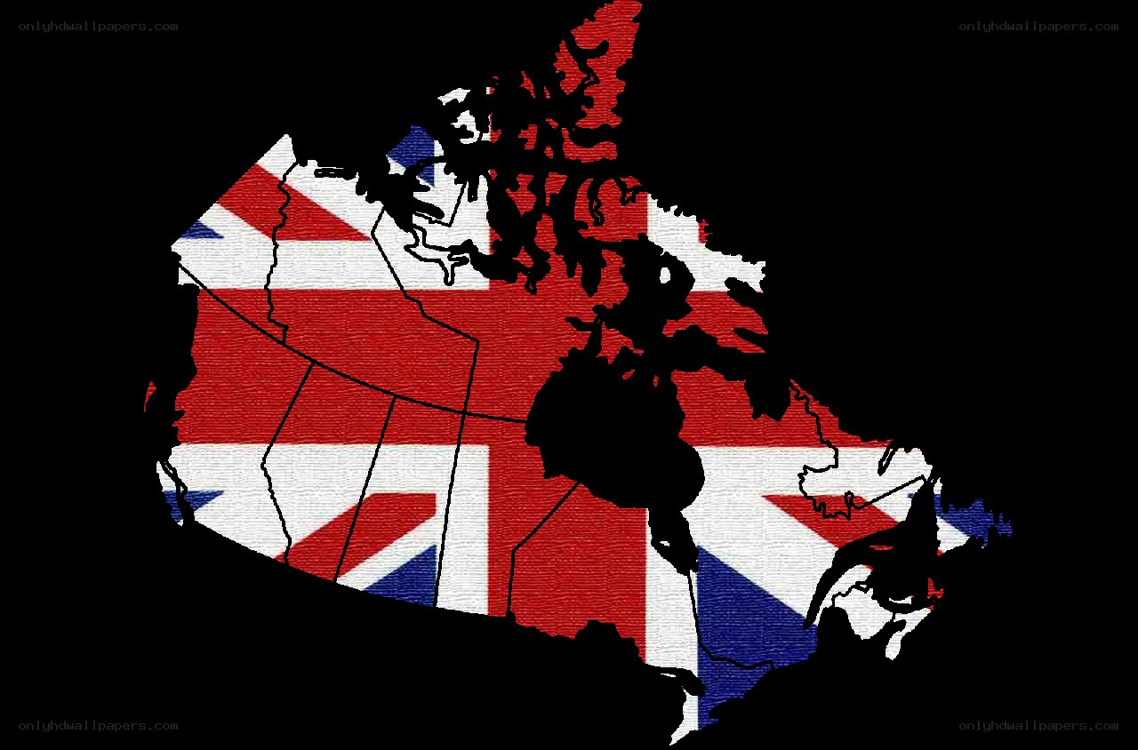 Canada map with Union Jack flag