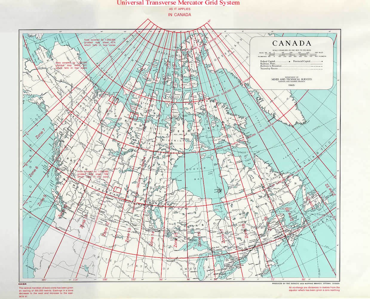 Canada UTM Grid Map