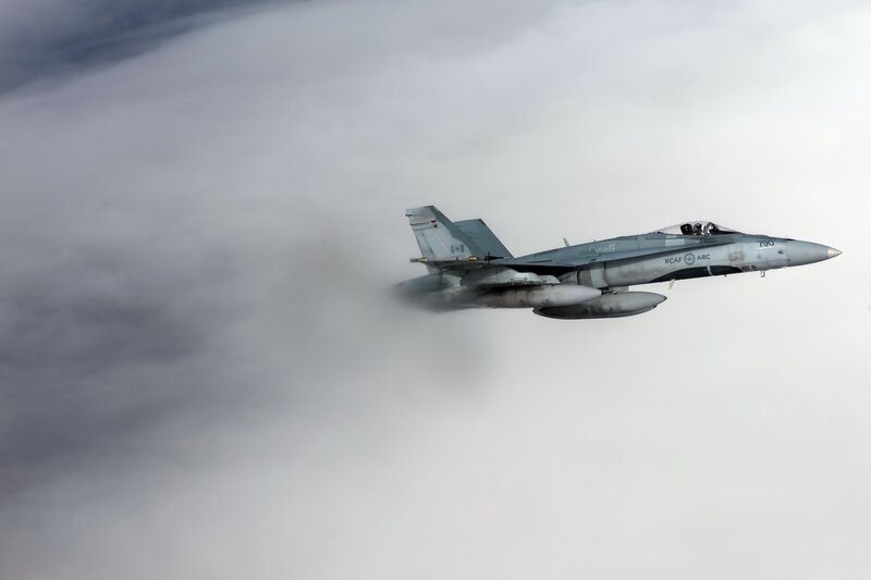 Canadian Fighter Jet — Gray, Dramatic, Photograph