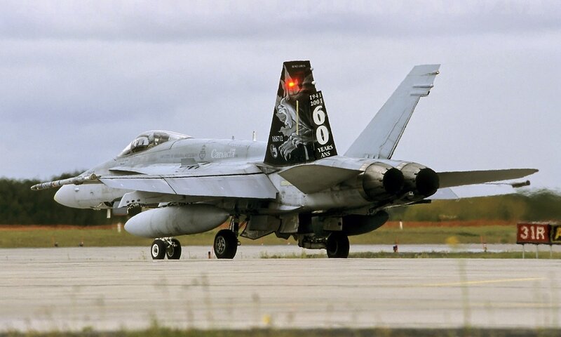 Canadian fighter jet on runway