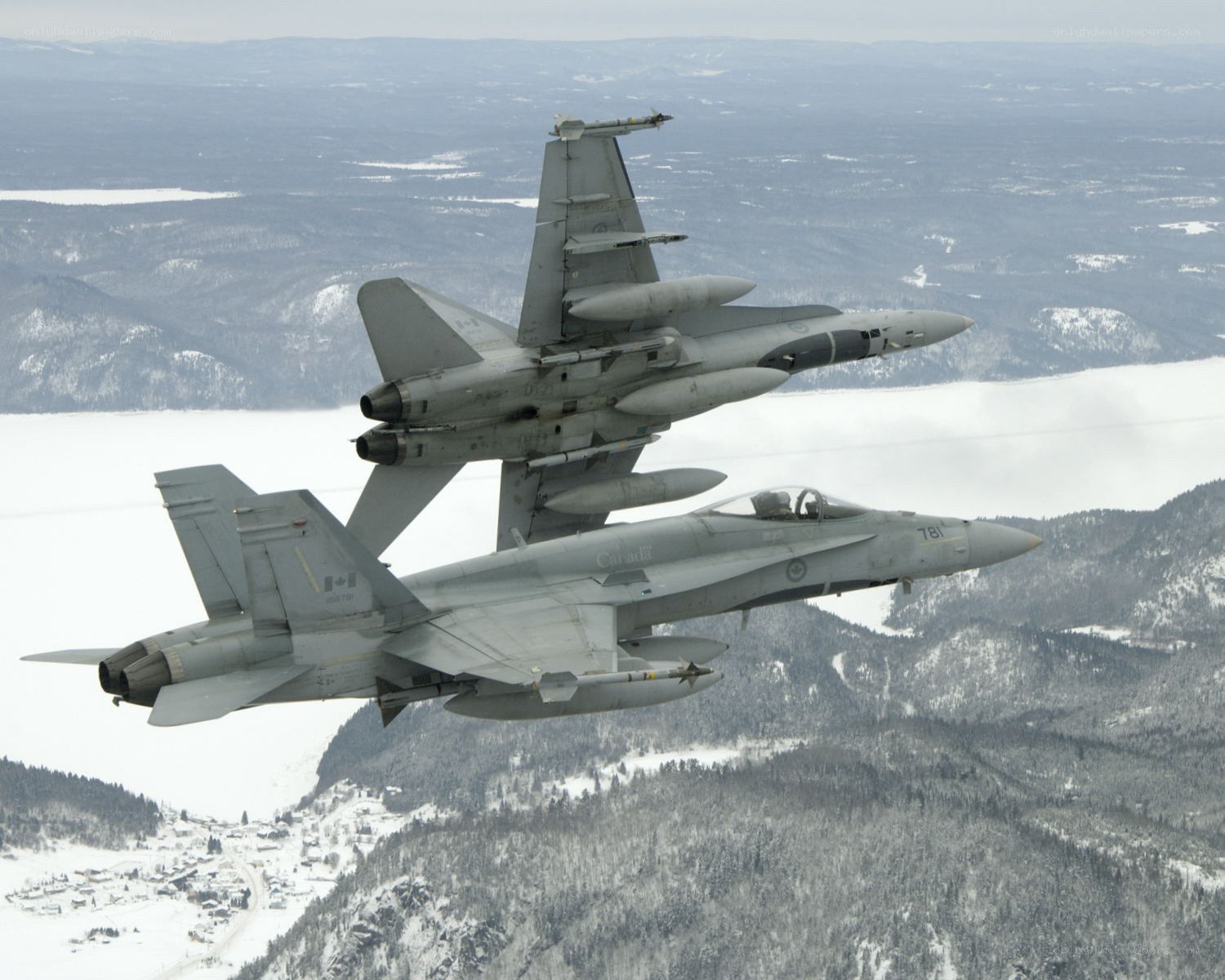 Canadian fighter jets in flight