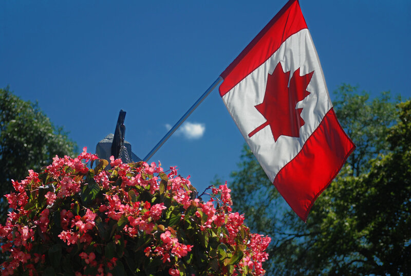 Canadian Flag and Flowers