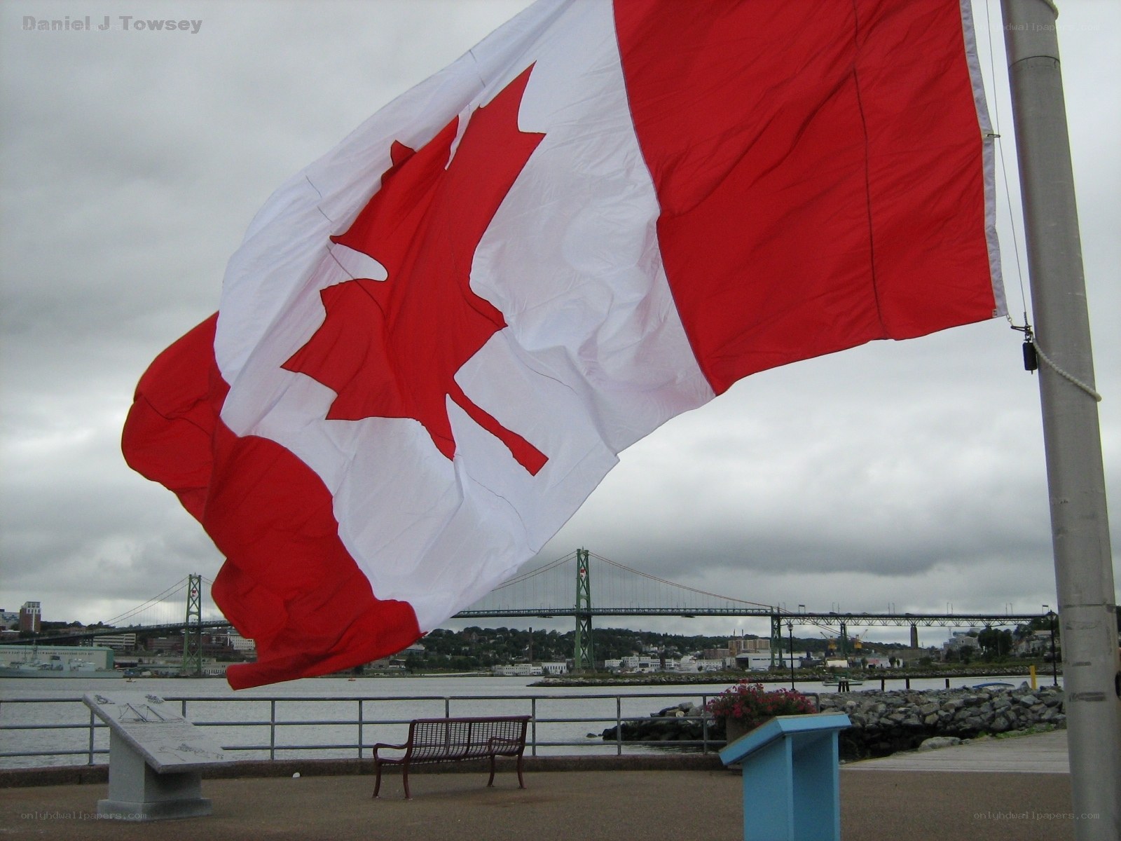 Canadian flag at waterfront