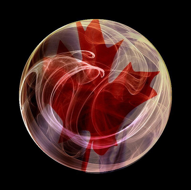 Canadian flag in a bubble