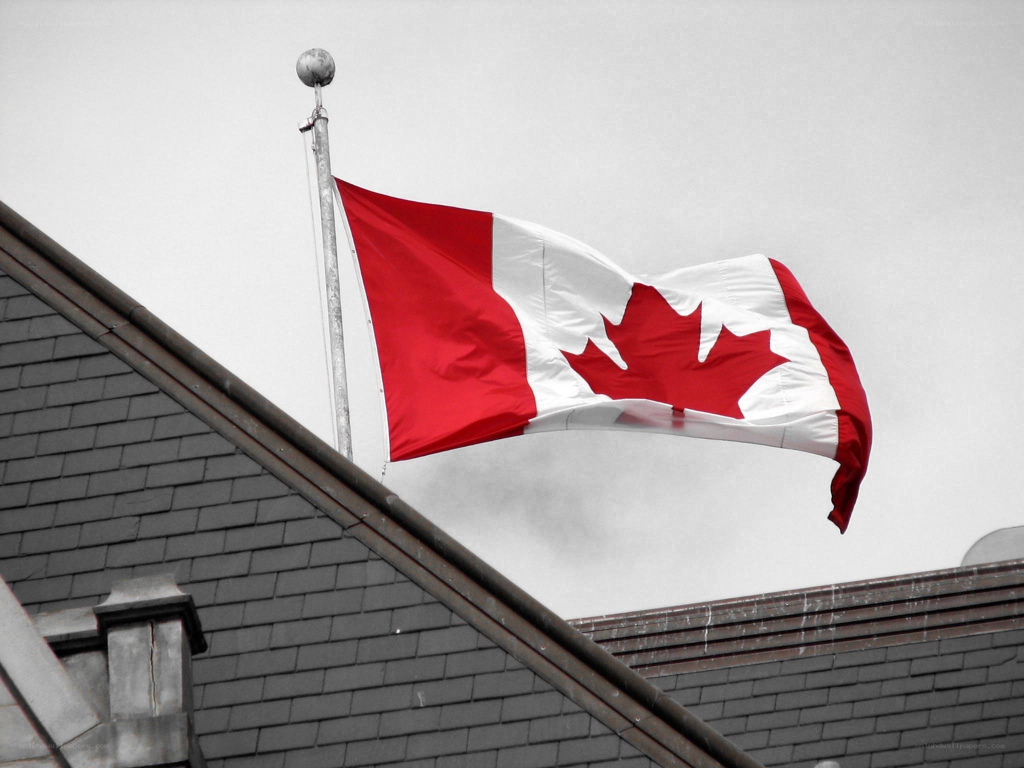 Canadian flag on a building