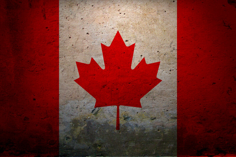 Canadian flag on concrete wall
