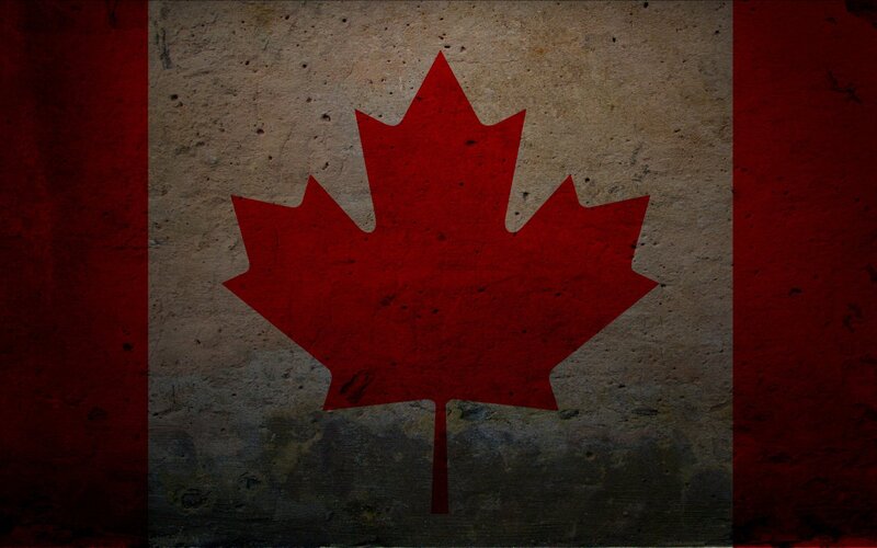 Canadian flag on textured wall