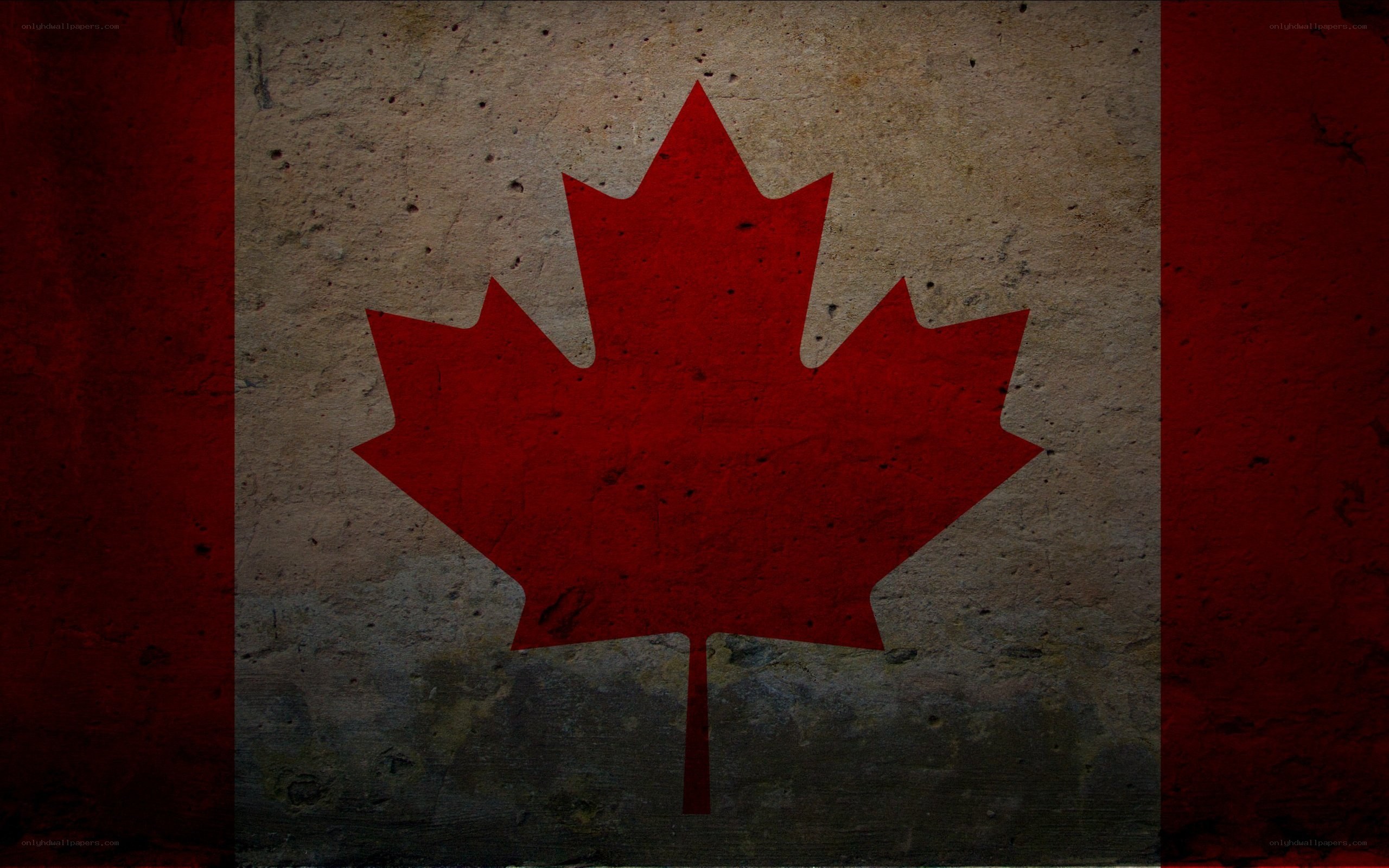 Canadian flag on textured wall