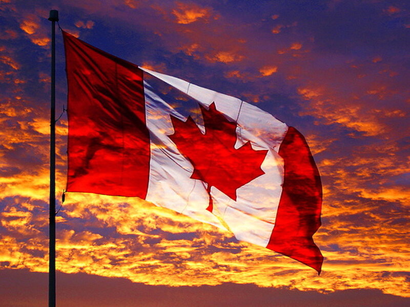 Canadian Flag Waving — Red, Dramatic