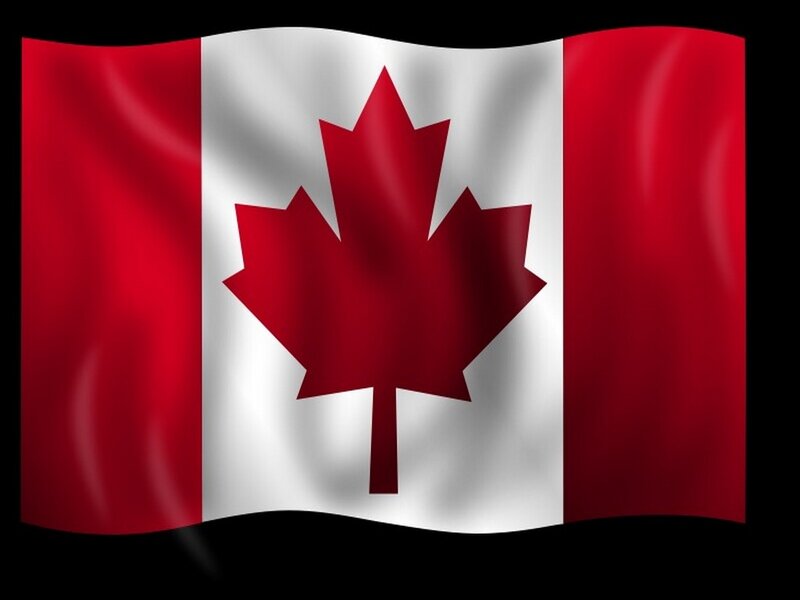Canadian Flag Waving — Red, Patriotic, Digital Art