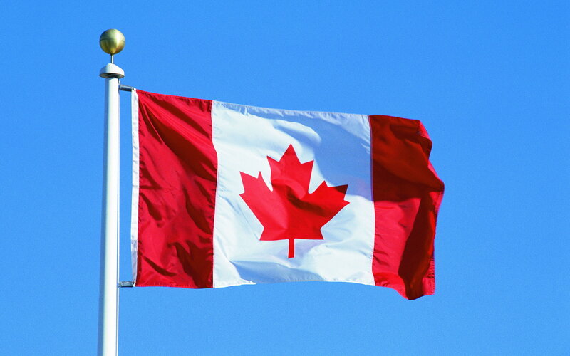 Canadian Flag Waving — Red