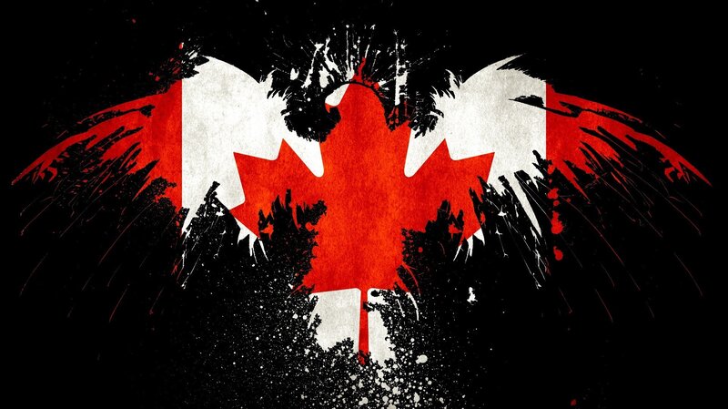 Canadian flag with grunge wings