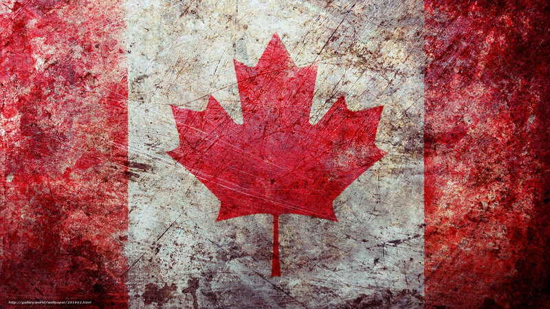 Canadian Flag with Maple Leaf — Red, Gritty