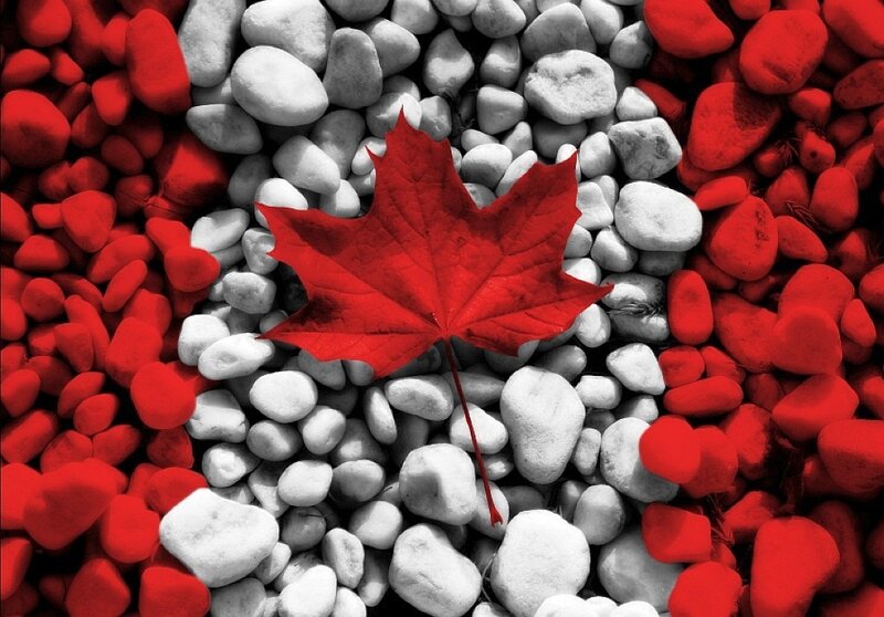 Canadian flag with red maple leaf