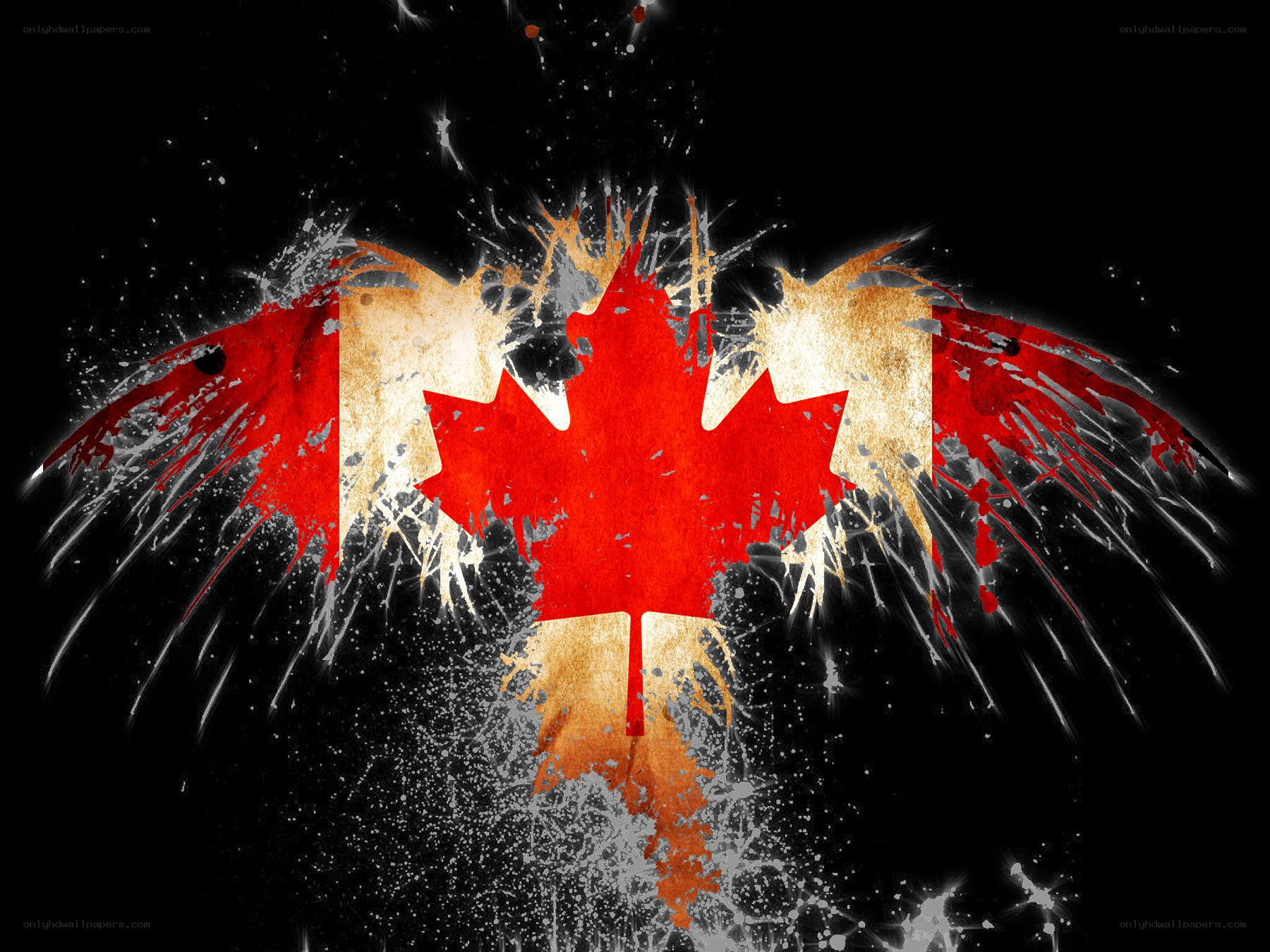Canadian flag with splatter effect