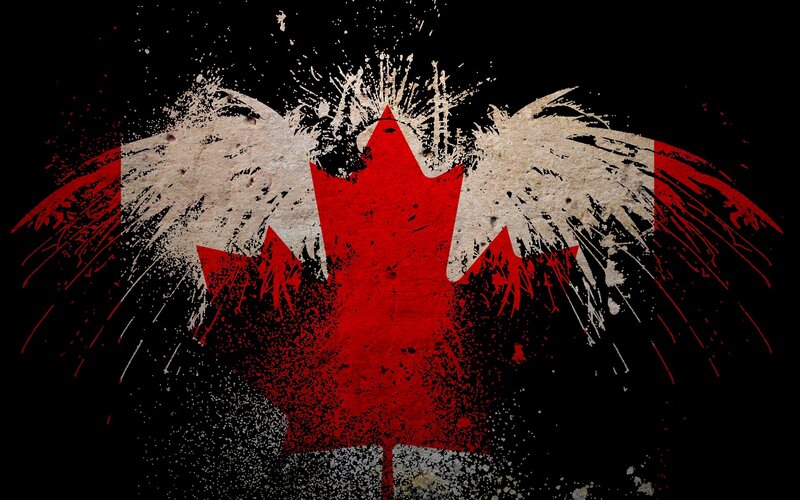 Canadian Flag with Wings — Red, Dramatic, Digital Art, Splatter