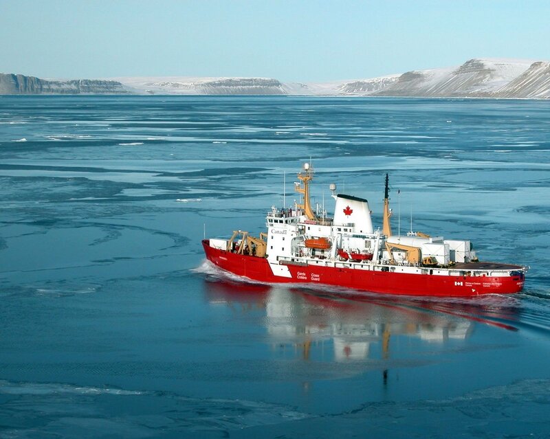 Canadian icebreaker in Arctic waters