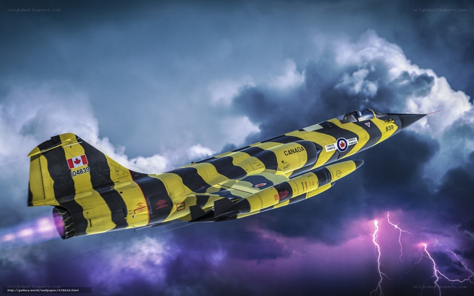 Canadian jet in stormy sky