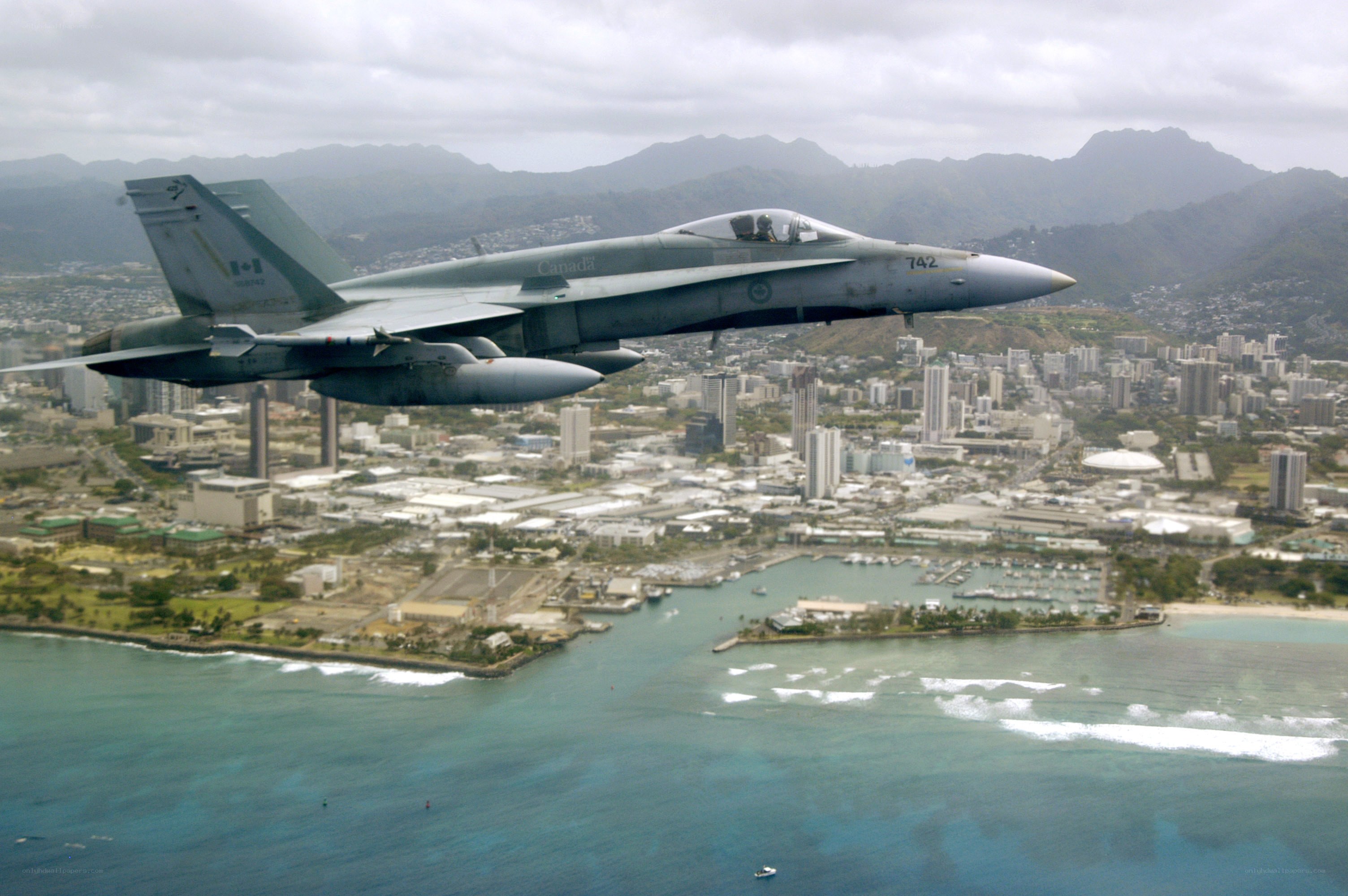 Canadian jet over Honolulu