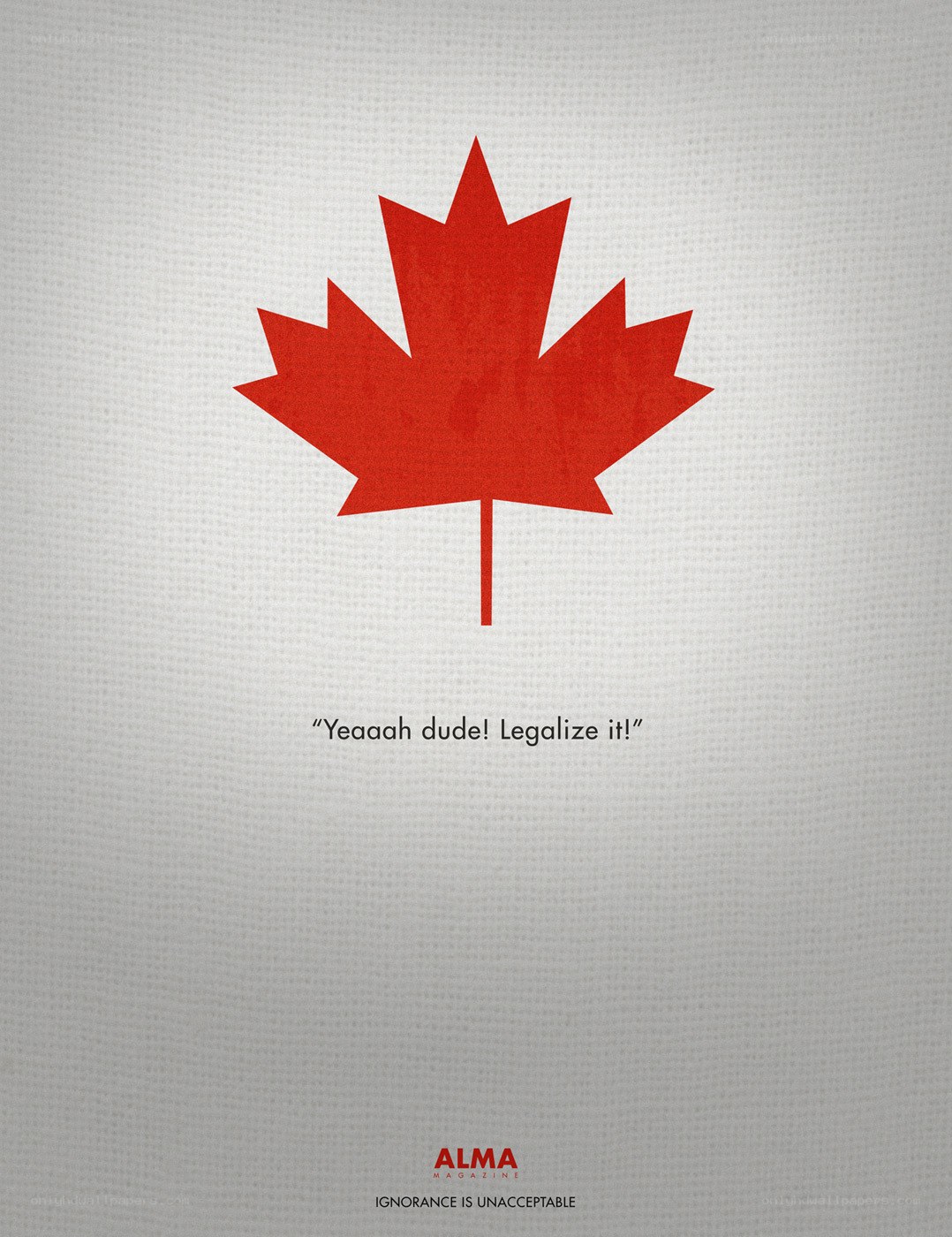 Canadian maple leaf with slogan
