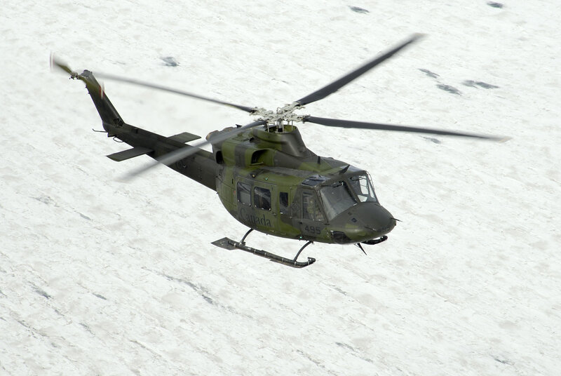 Canadian military helicopter in flight