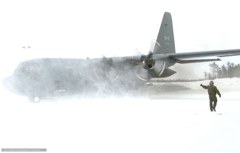 Canadian military plane in snowstorm