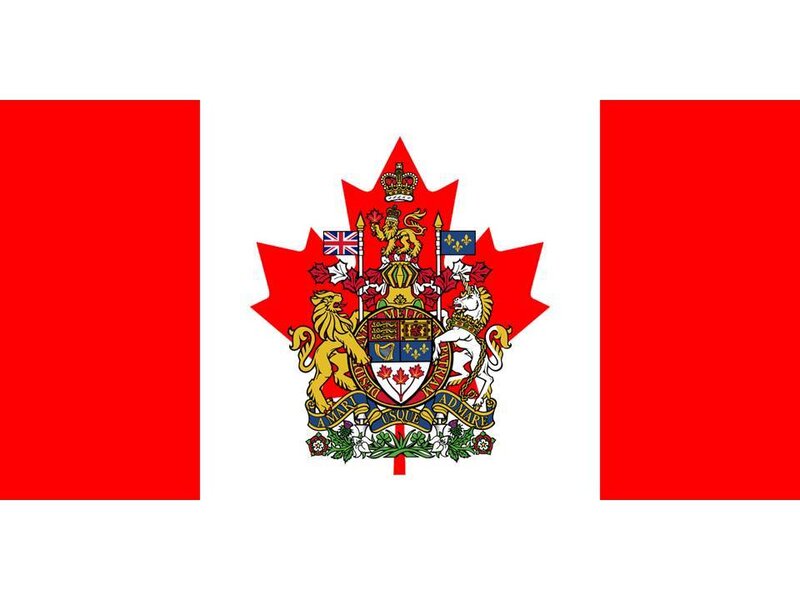 Canadian national flag with coat of arms