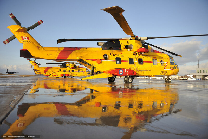 Canadian rescue helicopters on tarmac