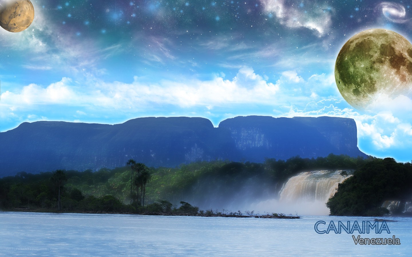 Canaima Falls with Planets