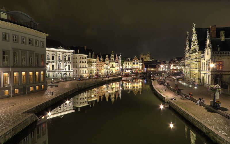 Canal at Night — Black, Calm