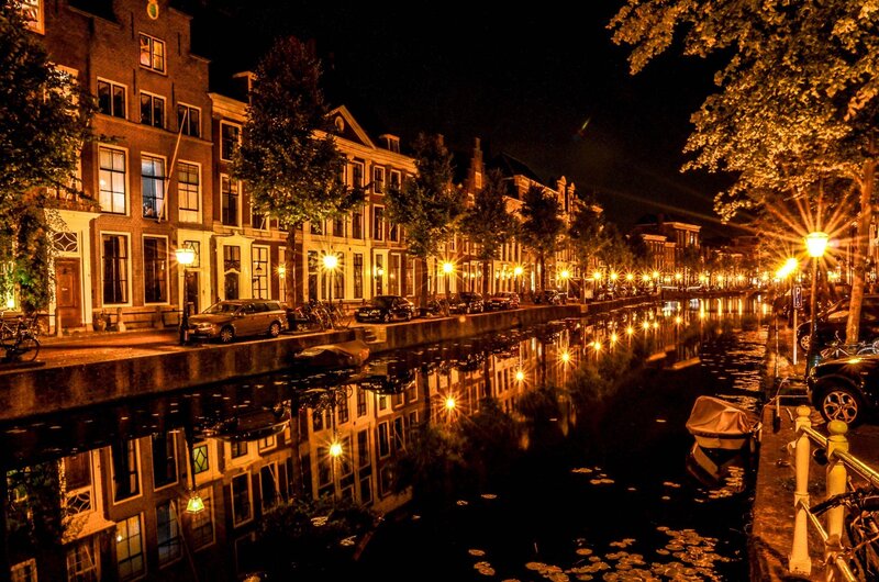 Canal at Night — Black, Serene