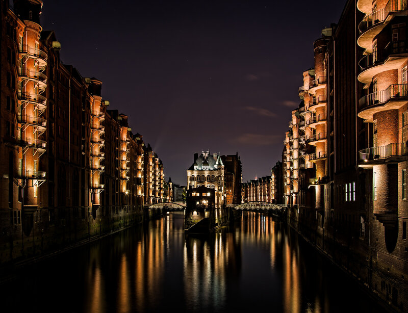 Canal at Night — Black