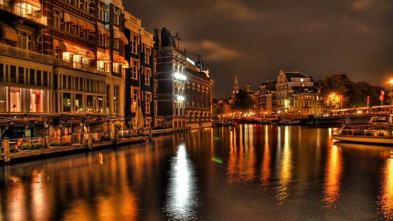 Canal at Night in Amsterdam