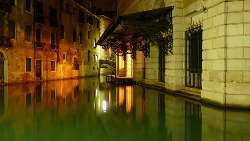 Canal at Night in Venice — Green
