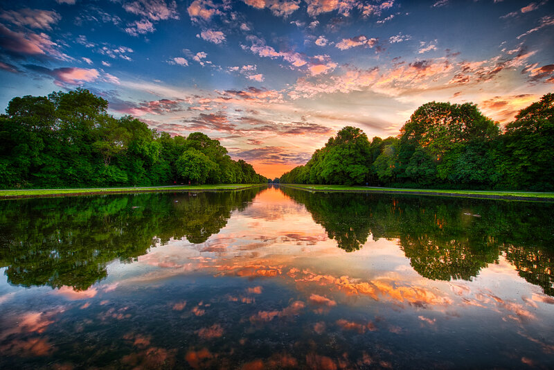 Canal at Sunset — Blue, Serene