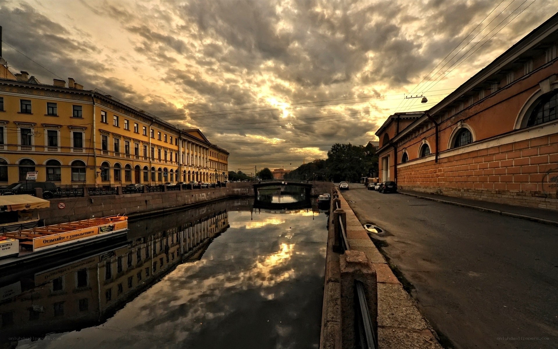 Canal at sunset in St. Petersburg