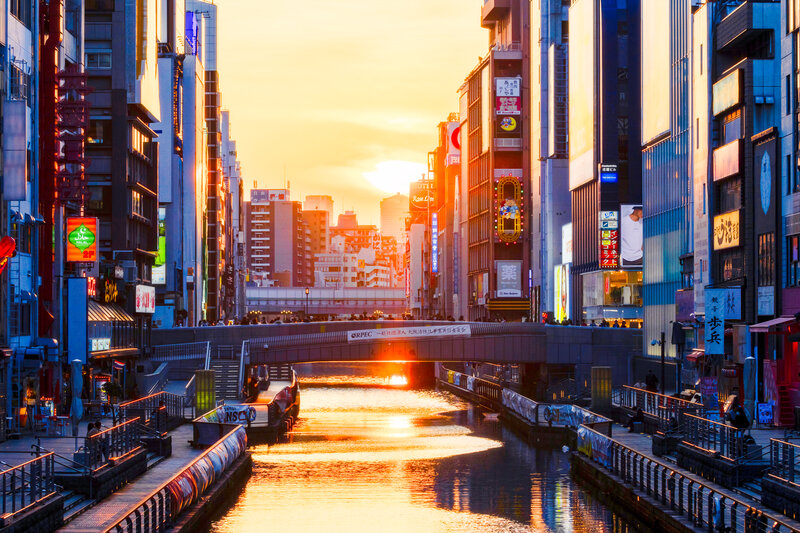 Canal at Sunset — Orange, Dramatic, Photograph