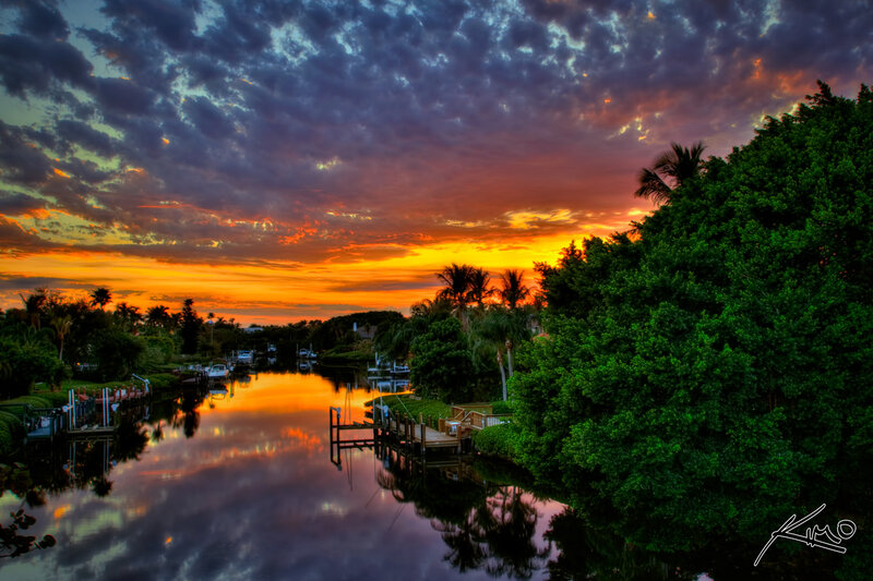 Canal at Sunset — Orange, Dramatic
