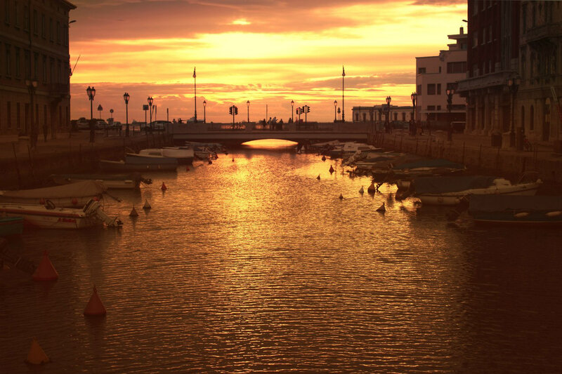 Canal at Sunset — Orange, Serene