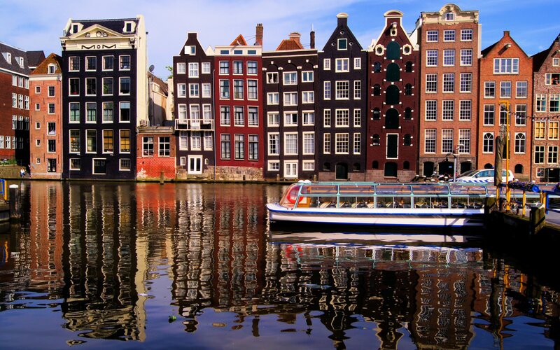 Canal Boat in Amsterdam — Brown