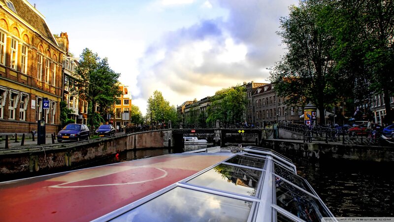 Canal Boat in Amsterdam — Red