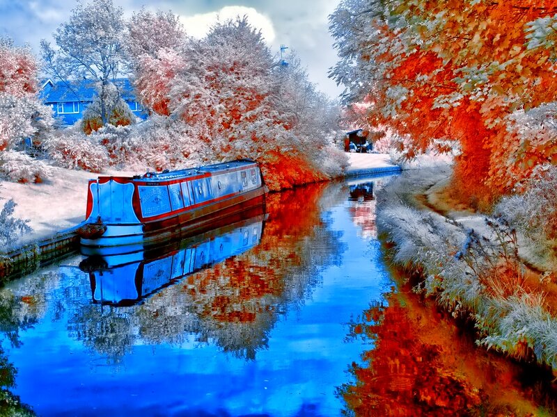 Canal Boat on a River