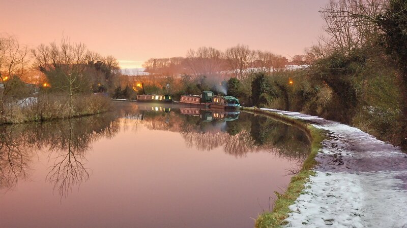Canal Boats at Dusk