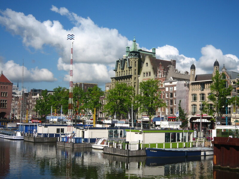 Canal Boats in Amsterdam — Blue