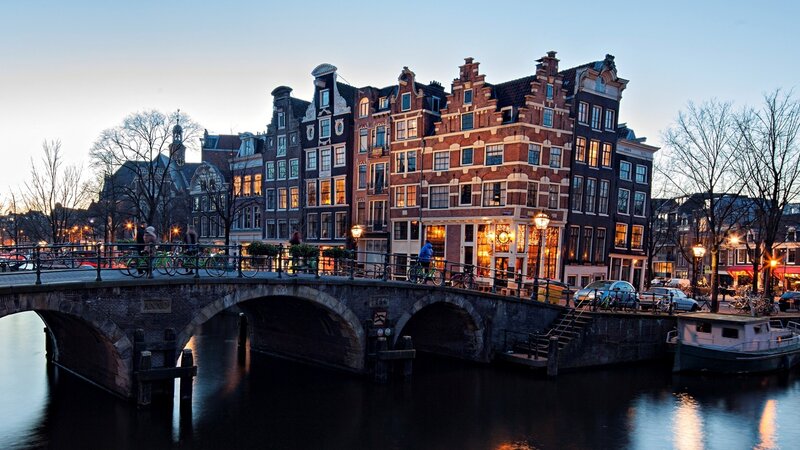 Canal Bridge at Dusk — Blue, Calm