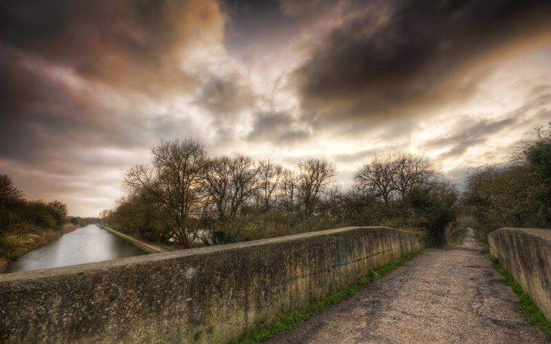 Canal Bridge at Dusk — Gray