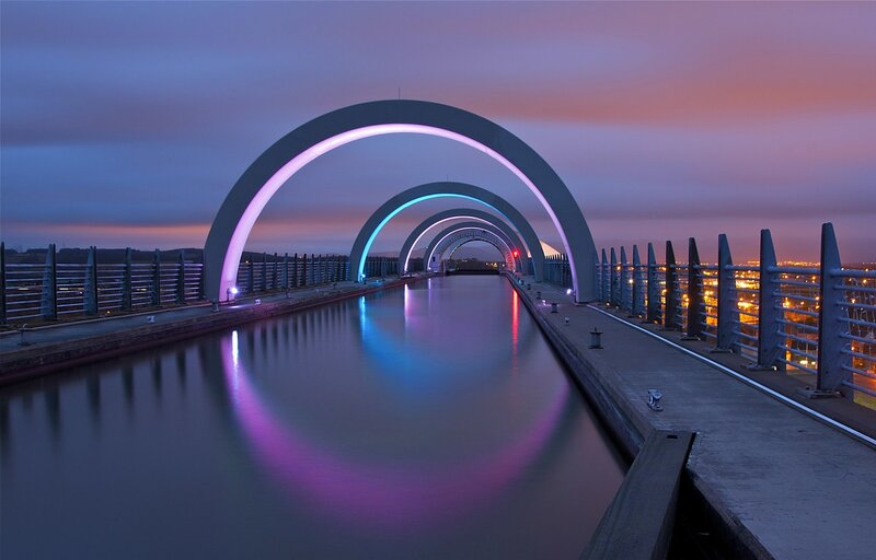 Canal Bridge at Dusk — Purple, Serene, Sunset
