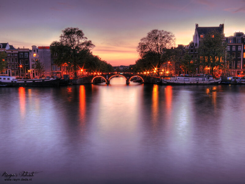 Canal Bridge at Dusk — Purple