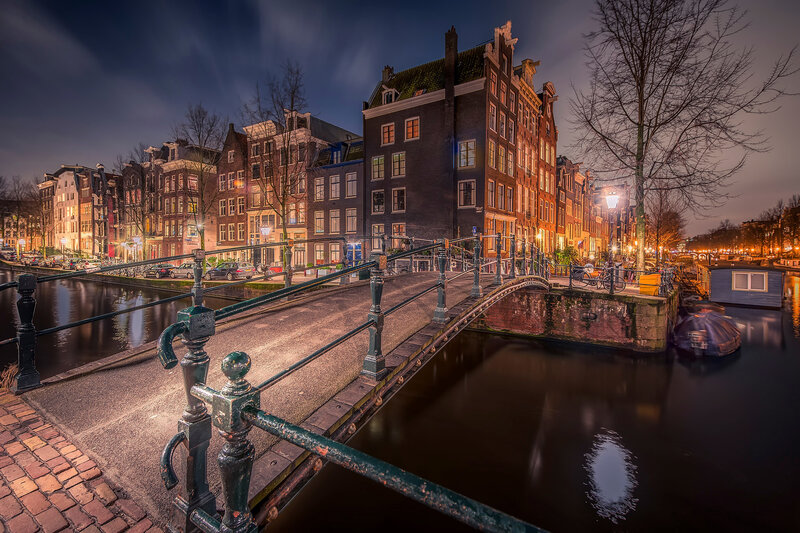 Canal Bridge at Night — Dark Blue