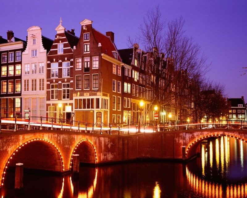 Canal Bridge at Night — Purple, Serene
